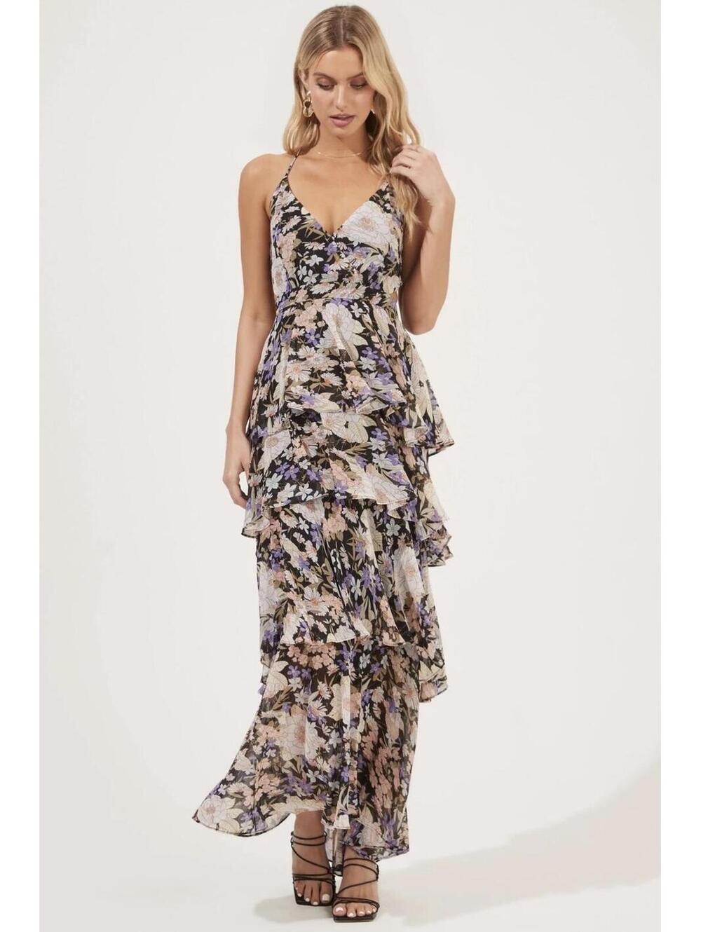 ASTR the Label Rosana Floral Tiered Ruffle Maxi Dress - Size XS ADR100691